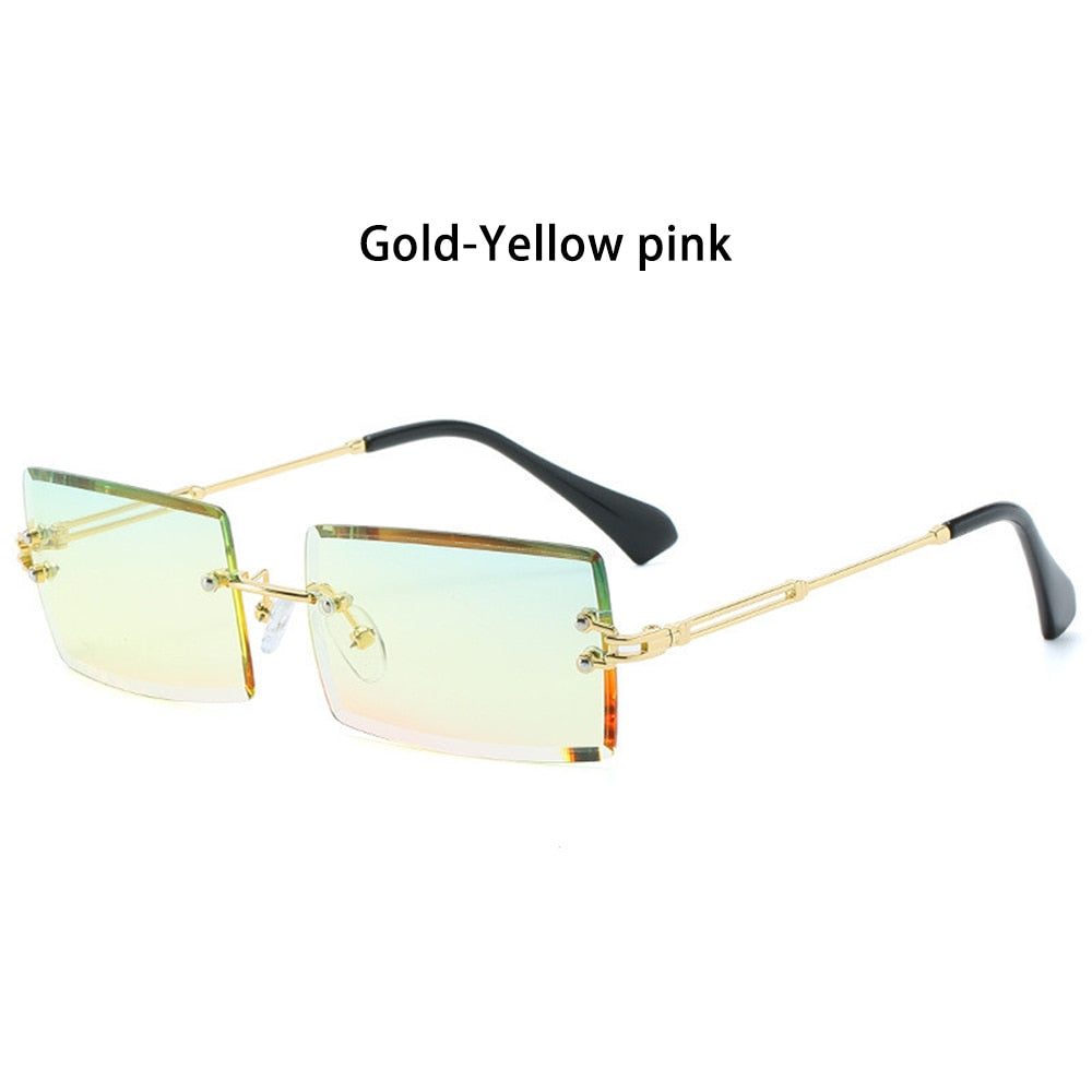 Trendy Men Women Summer Rimless Sunglasses Fashion Small Rectangle Sun Glasses