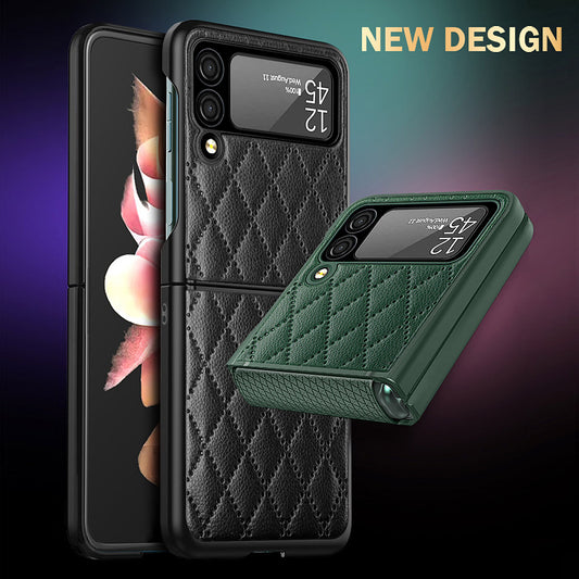 Suitable For Samsung Z Flip3 Mobile Phone Shell Creative Shell Film Element Leather Z Flip3 Folding Protective Cover