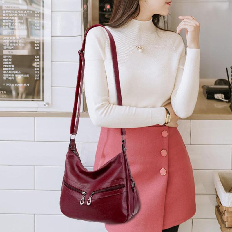 Women Hobos Handbag Brand Fashion Zipper PU Leather Shoulder Bag Elegant Ladies