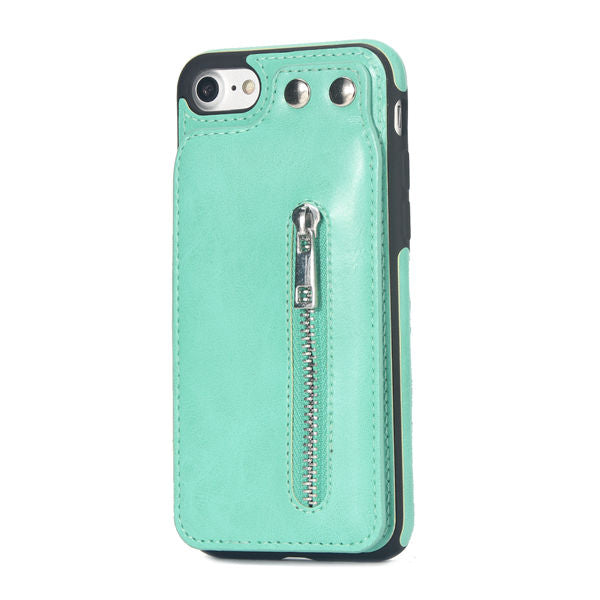 Cases For iPhone X 8 7 6S 6 Plus 5S SE Fashion zipper Leather Phone Case Card Holder Wallet Cover