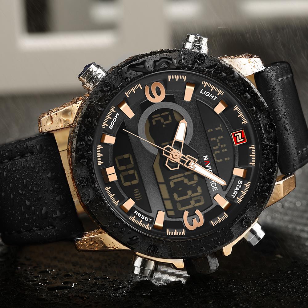 NAVIFORCE Leather Quartz Watch Men's Sport Wristwatch