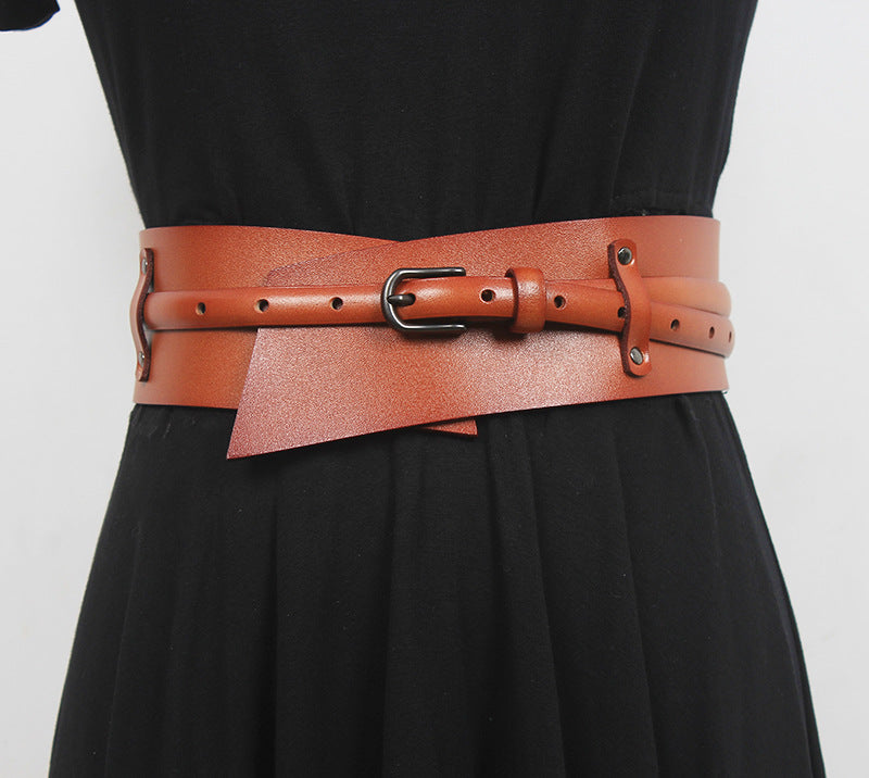 Leather Camel Irregular Buckle Long Belt Personality Women New Fashion Tide All-match Spring Autumn