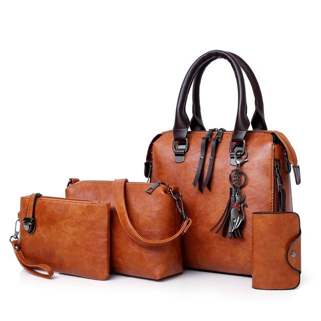 4 piece designer leather handbag