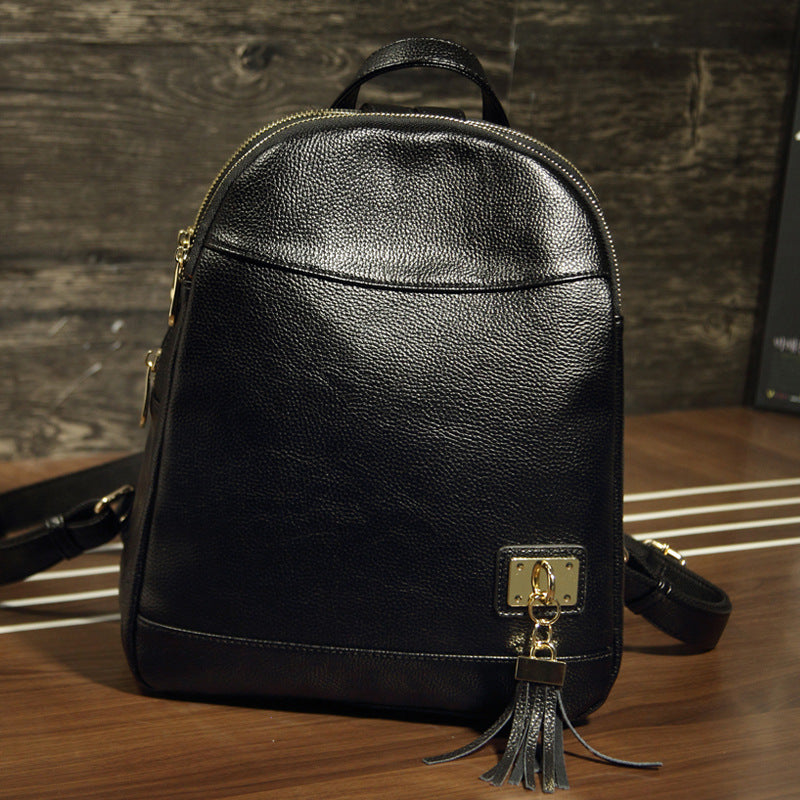 New trendy fashion simple school bag travel travel bag backpack anti-theft soft leather backpack women's bag