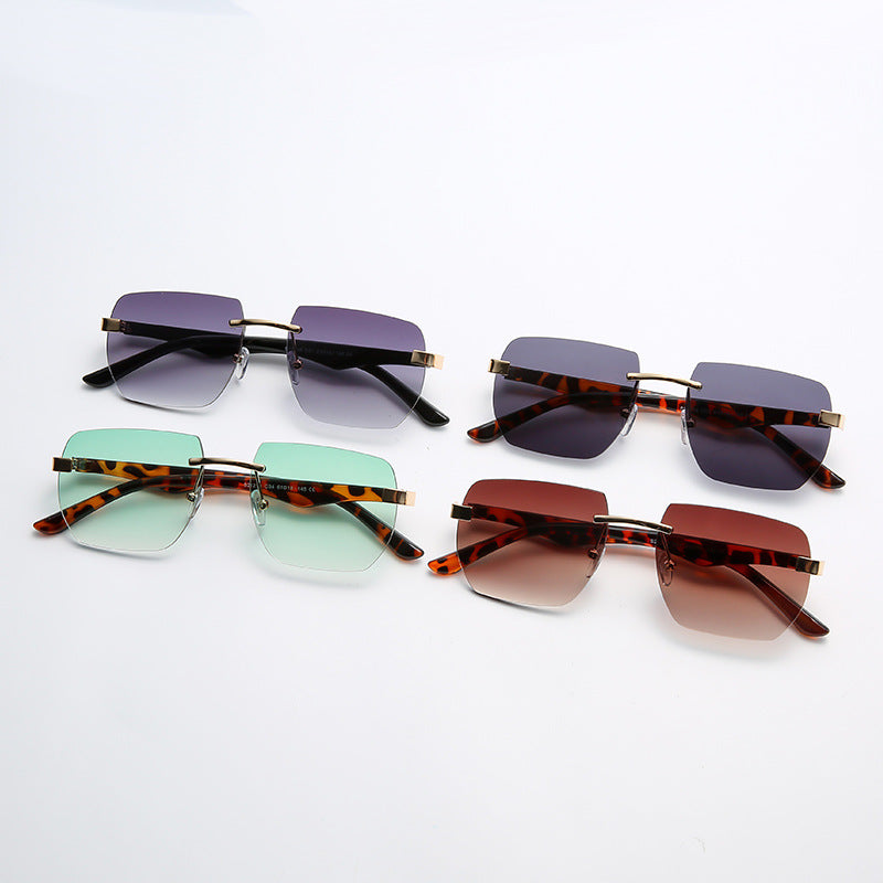 New European And American Rimless Square Sunglasses Men And Women Trendy Irregular Sunglasses