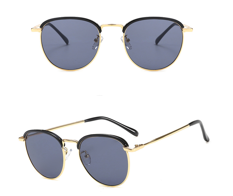 Golden Frame Metal Sunglasses Women Half Frame Sunglasses Men Vintage