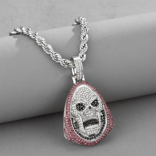 Hip-Hop Personality New Skull t Full Diamond Men And Women Couple Necklace Pendant