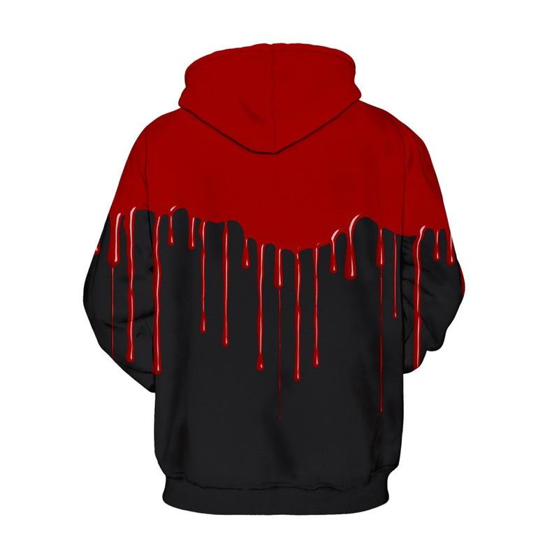 Drip Red Paint Printing Hooded Hoodies 3D Sweatshirt for Men Women