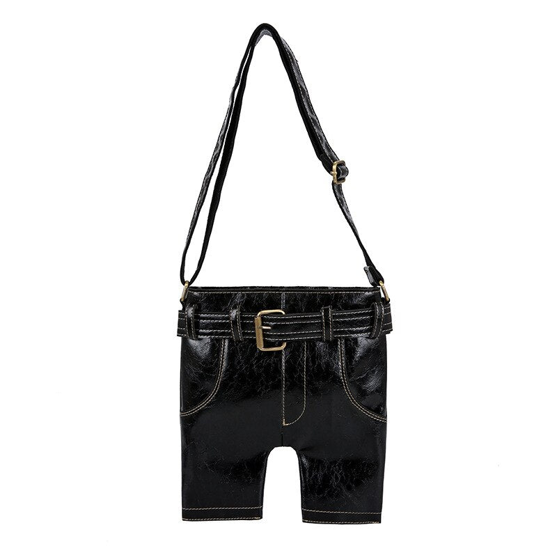 Denim Jean Shape Design Vintage Genuine Leather Bag Female Small Women