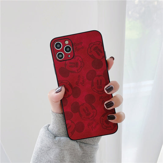 Cartoon sticker for iPhone12/11promax mobile phone shell pressed leather Mickey Apple soft case