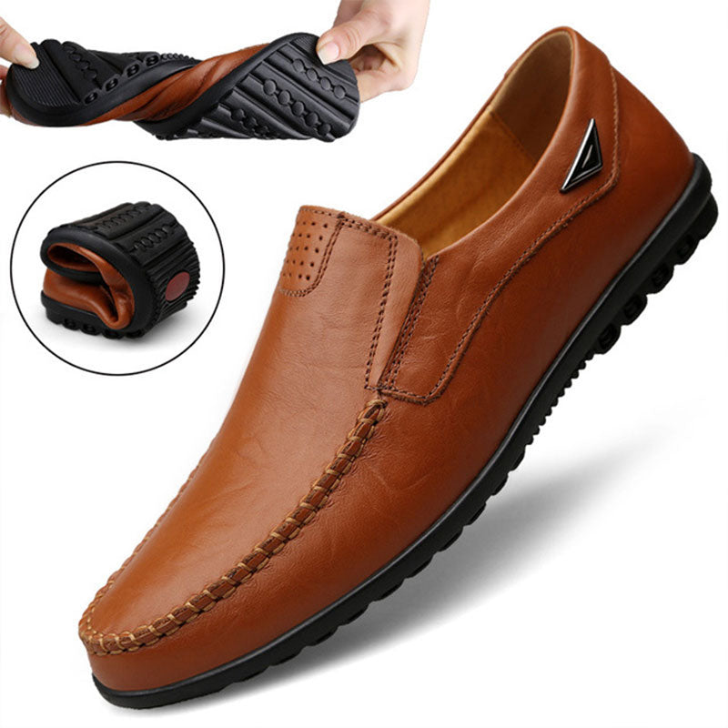 Genuine Leather Mens Moccasin Shoes Black Men Flats Breathable Casual Italian Loafers Comfortable Plus Size