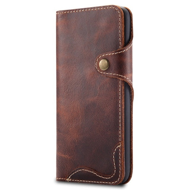 Luxury Business Style Genuine Real Leather Case for Samsung Galaxy S8 S9 S10 Plus Case Flip Wallet Card for Samsung