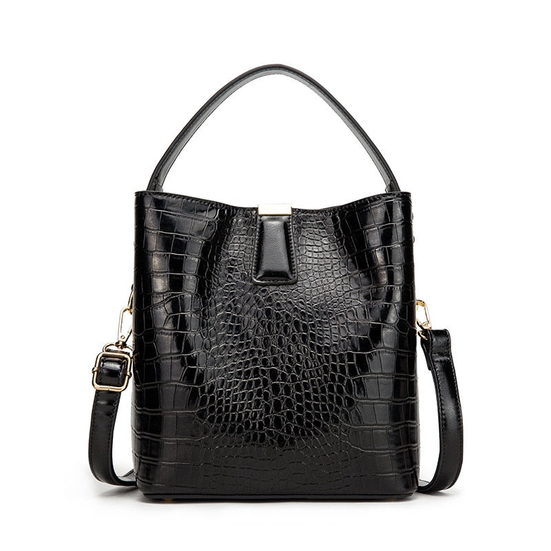 Crocodile Pattern Bucket Bags Leather Handbags Women Crossbody Bags Totes Ladies Shoulder Messenger Bag Female Purses