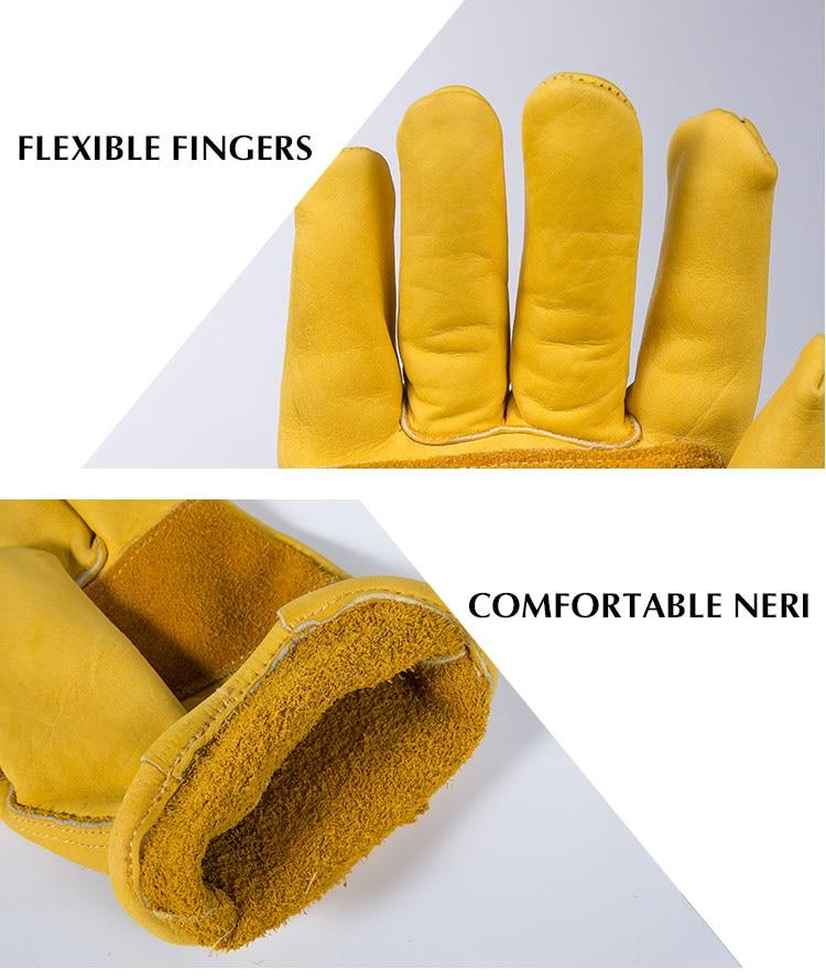Cowhide Leather Security Protection Wear Safety Working Welding Warm Gloves