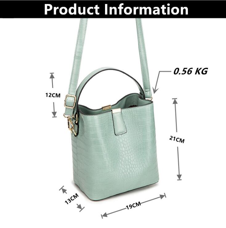 Crocodile Pattern Bucket Bags Leather Handbags Women Crossbody Bags Totes Ladies Shoulder Messenger Bag Female Purses