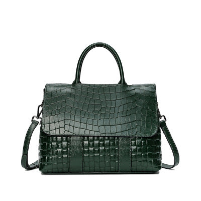 lady elegant real leather handbag for OL office commuter one shoulder bag women black grey green red top-handle bag