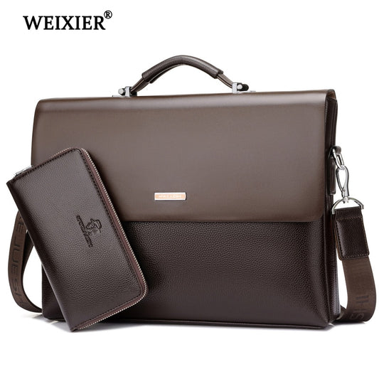 WEIXIER Brand Men High Quality Microfiber Synthetic Leather Tote