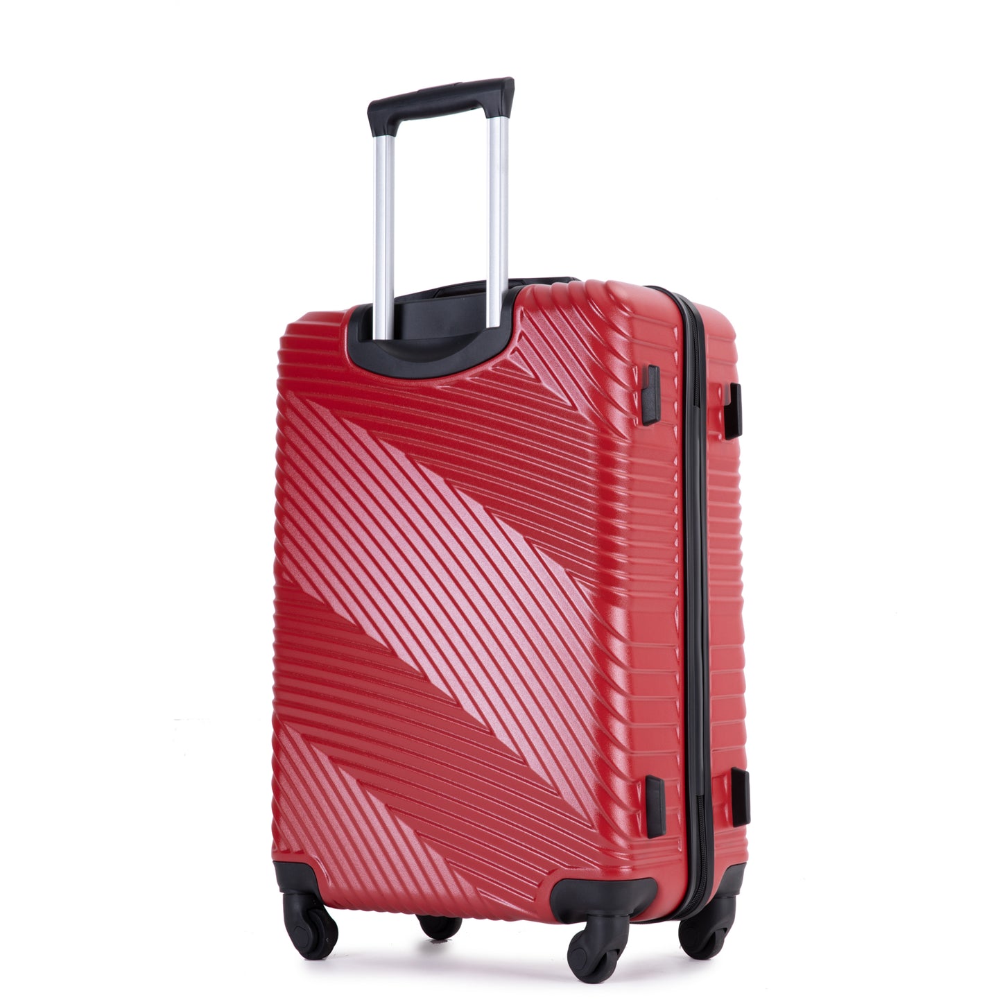 3 Piece Luggage Sets PC+ABS Lightweight Suitcase with Two Hooks Spinner Wheels (20/24/28) Red