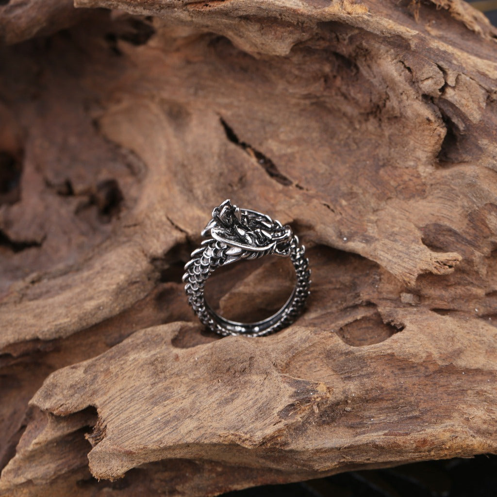 Retro Dragon Ring Male Hipster Personality Domineering Exaggerated Single Open Trendy Men And Women Index Finger