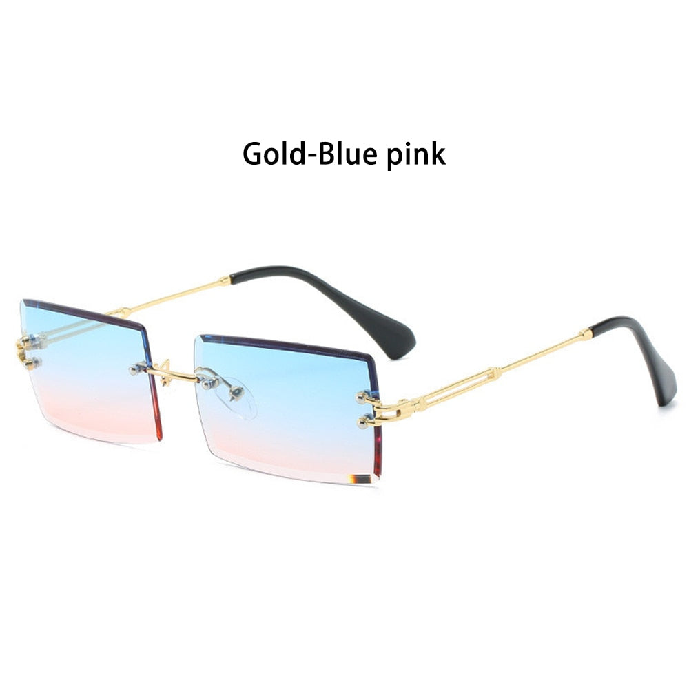 Trendy Men Women Summer Rimless Sunglasses Fashion Small Rectangle Sun Glasses