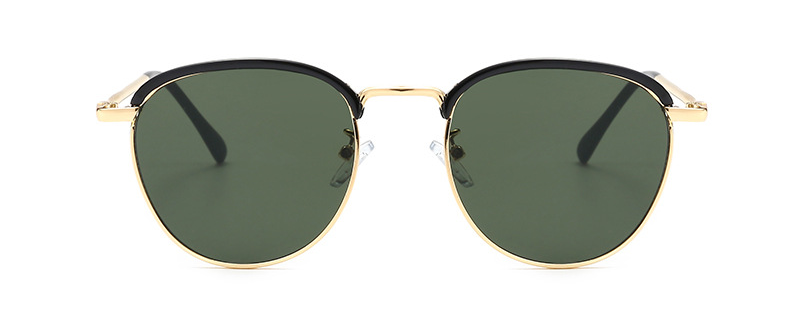 Golden Frame Metal Sunglasses Women Half Frame Sunglasses Men Vintage