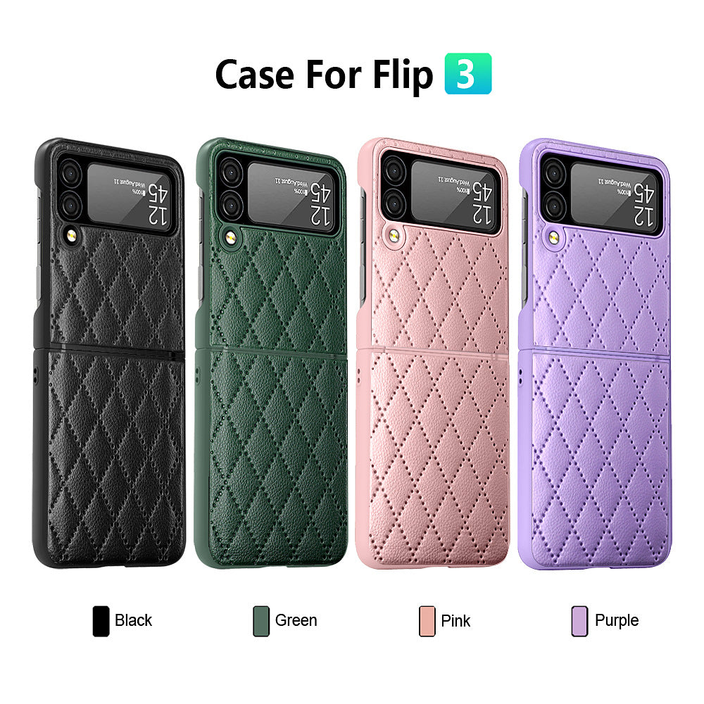 Suitable For Samsung Z Flip3 Mobile Phone Shell Creative Shell Film Element Leather Z Flip3 Folding Protective Cover