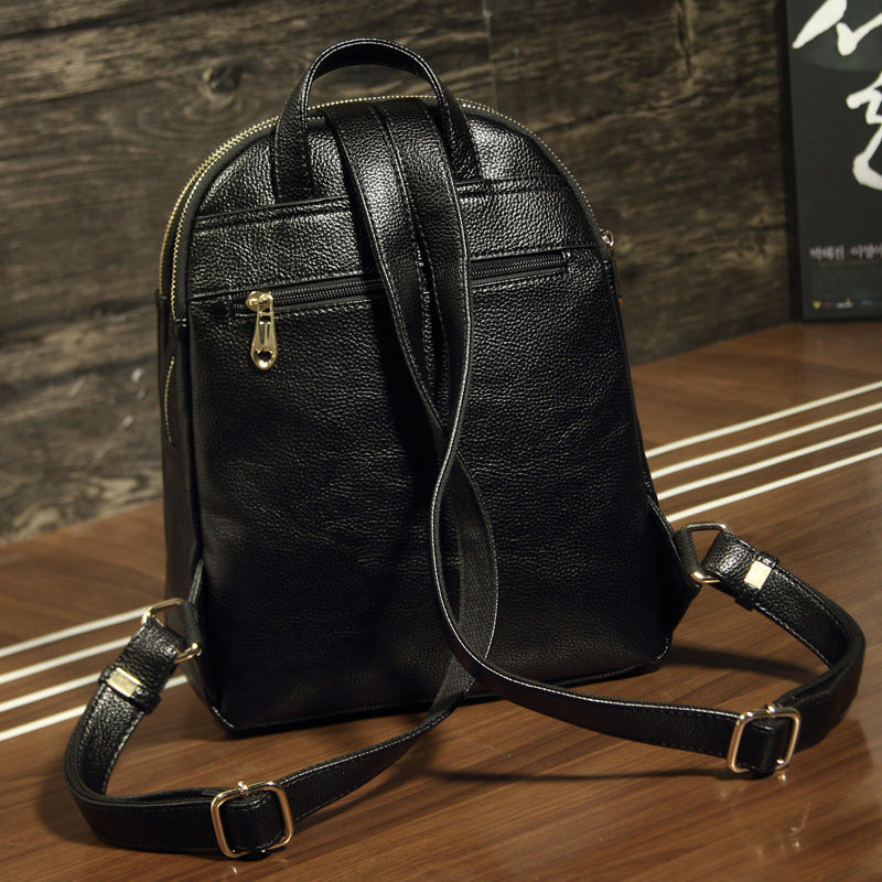New trendy fashion simple school bag travel travel bag backpack anti-theft soft leather backpack women's bag