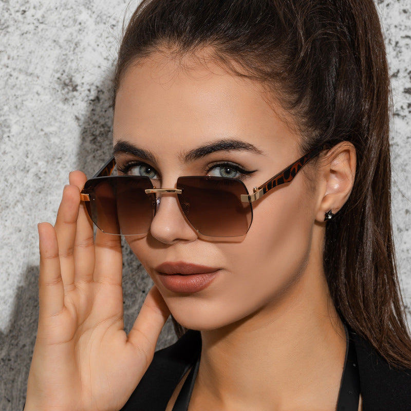 New European And American Rimless Square Sunglasses Men And Women Trendy Irregular Sunglasses