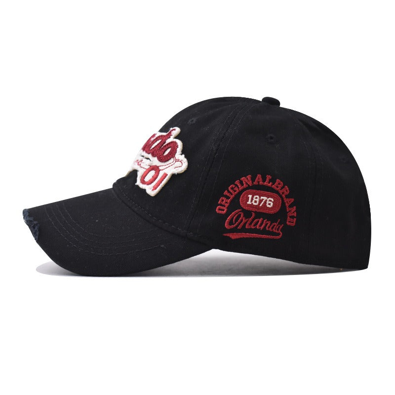 Large letter embroidered baseball cap for men and women
