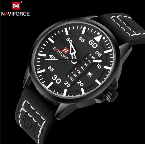 NAVIFORCE Men's Leather Army Military Quartz Watches