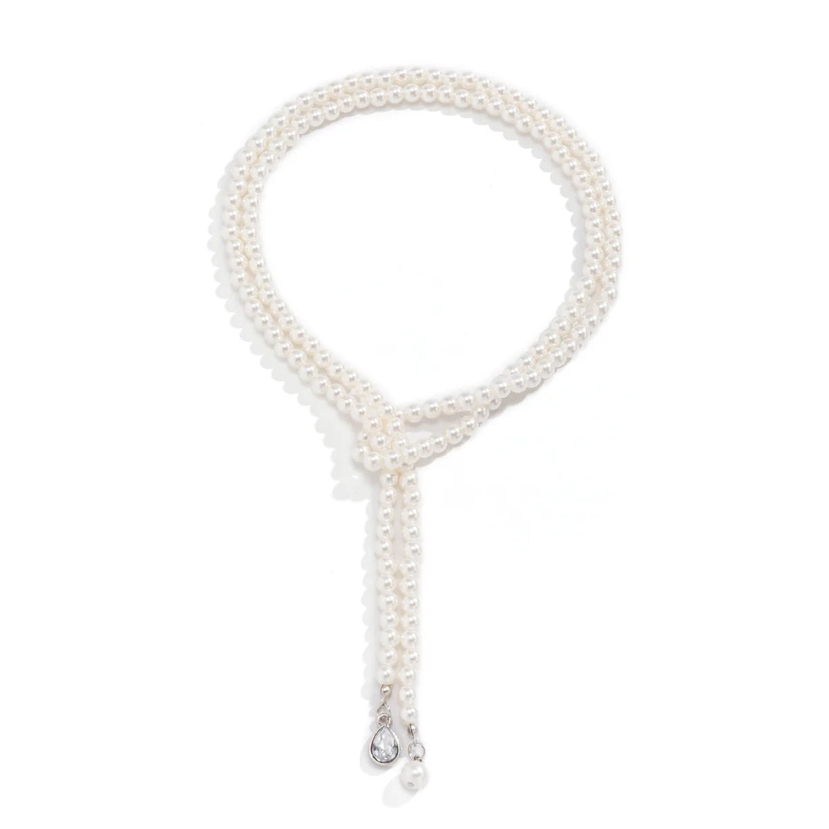 Baroque crystal drop pendant clavicle chain retro fashion woven beaded double pearl