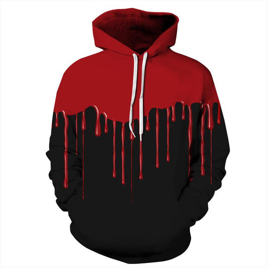 Drip Red Paint Printing Hooded Hoodies 3D Sweatshirt for Men Women