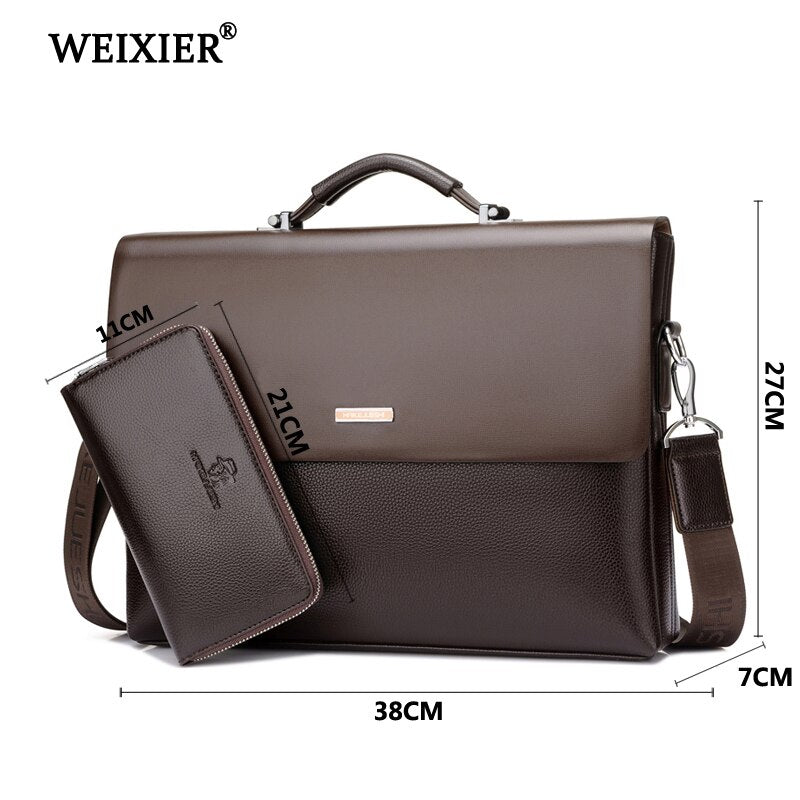 WEIXIER Brand Men High Quality Microfiber Synthetic Leather Tote