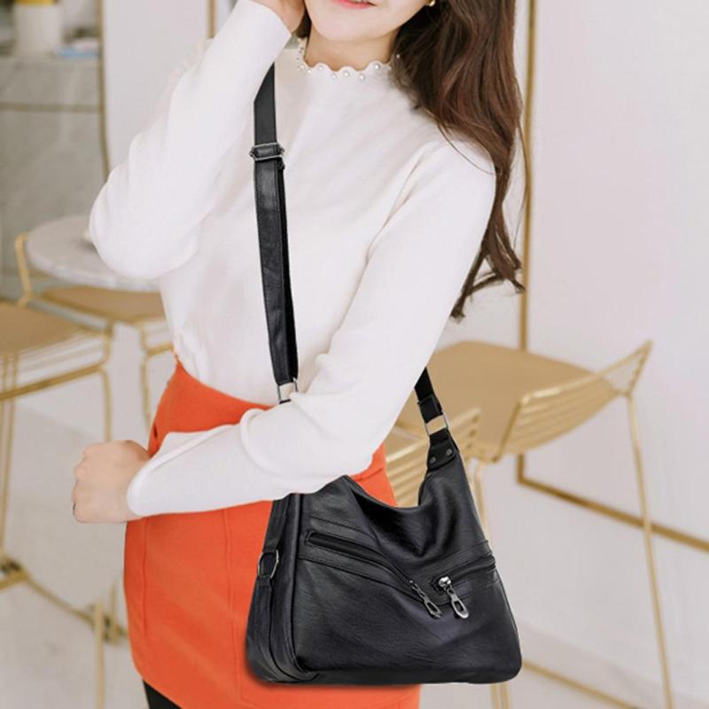 Women Hobos Handbag Brand Fashion Zipper PU Leather Shoulder Bag Elegant Ladies