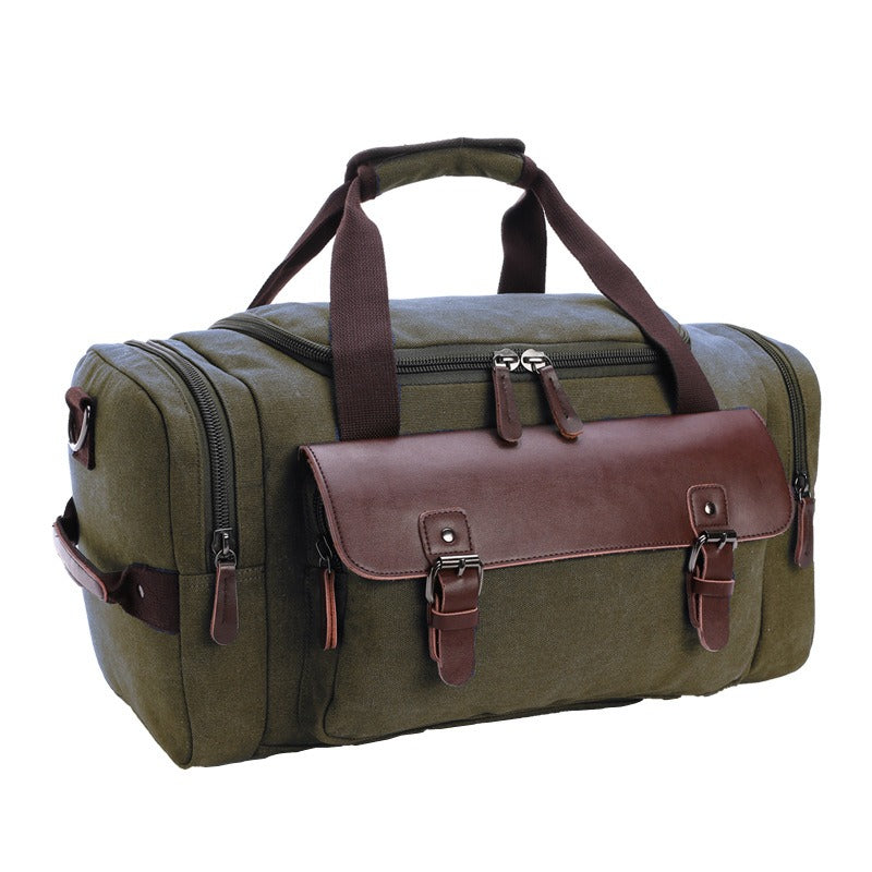Large Capacity Vintage Luggage Casual Tote Bags Travel Bag Pu Leather Canvas Duffle Bag