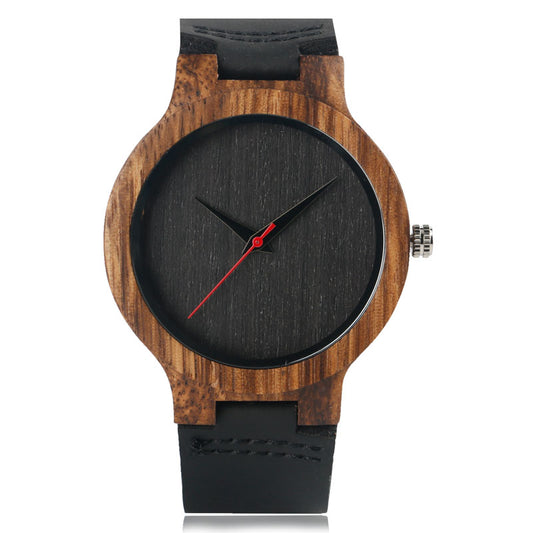 Wooden Watches Quartz Watch Men Bamboo Modern Wristwatch Analog Nature Wood Soft Leather Creative Birthday Gifts