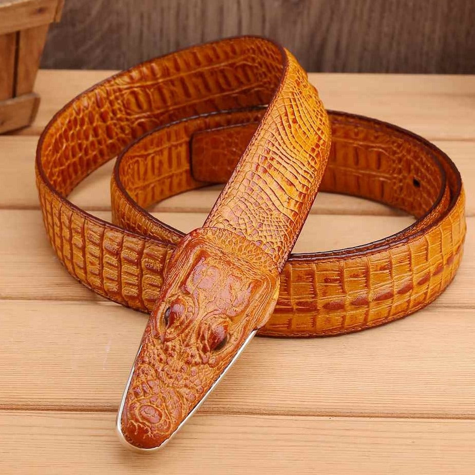 Luxury Alligator Design Cowhide Leather Crocodile Belts for Men