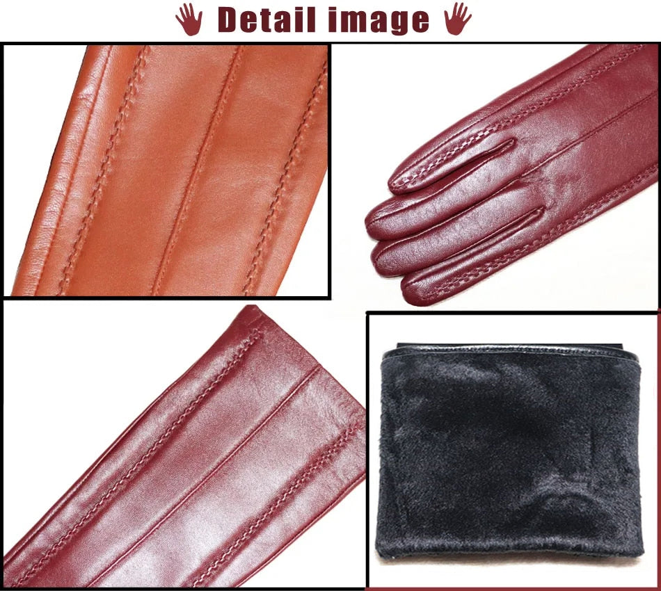47CM velvet lMulticolor women's gloves,50cm long leather gloves,sheepskin women's leather gloves,Keep warm women's winter gloves