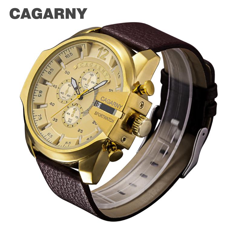 Cagarny Military Watches Men's Quartz Watch Leather Watchband Sports Wristwatches