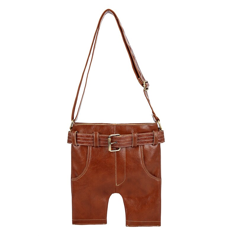 Denim Jean Shape Design Vintage Genuine Leather Bag Female Small Women