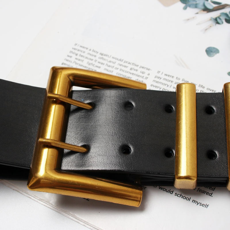 Women's PU leather wide decorative belt, waist sealing belt