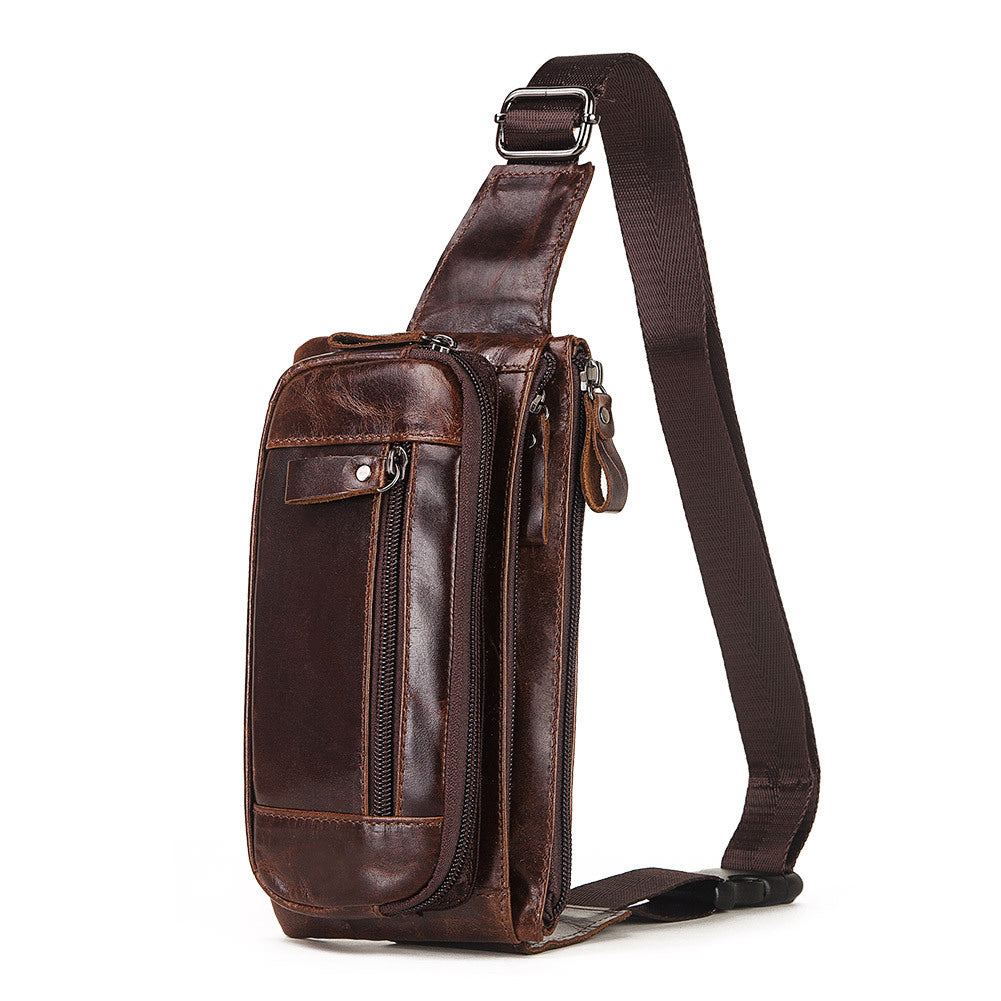 Genuine Leather Men's Waist Bag First Layer Leather Multifunctional Chest Bag Retro Messenger Bag