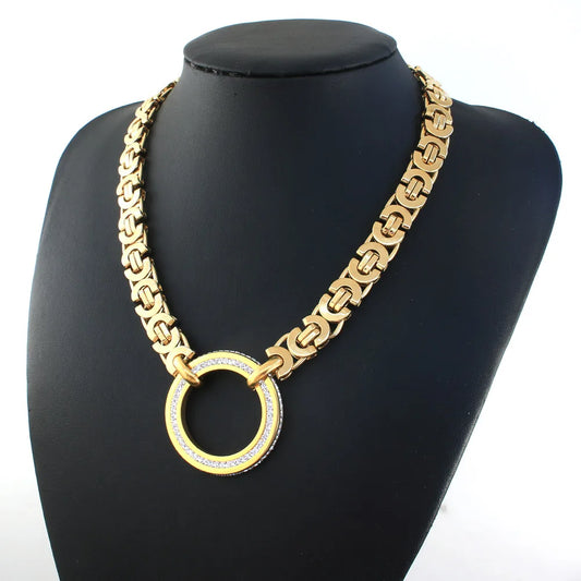 Big Round Crystal Chain Necklace High Quality