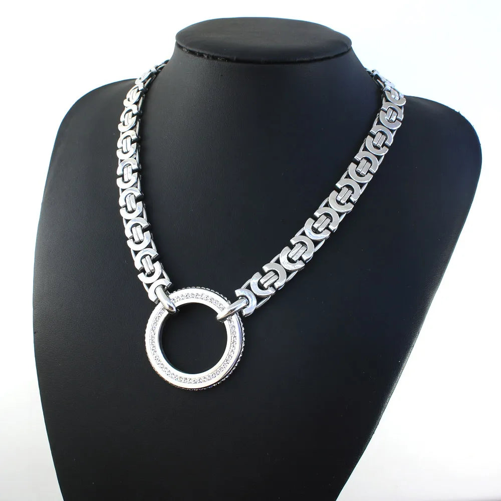 Big Round Crystal Chain Necklace High Quality