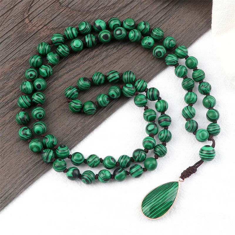 Green Malachite Long Necklace for Women & Men