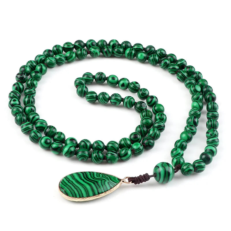 Green Malachite Long Necklace for Women & Men