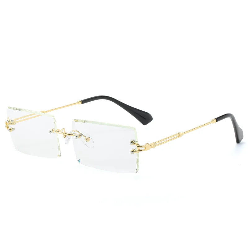 Rectangle Sunglasses Women Men Brand Design Rimless Square Sun Glasses For Man