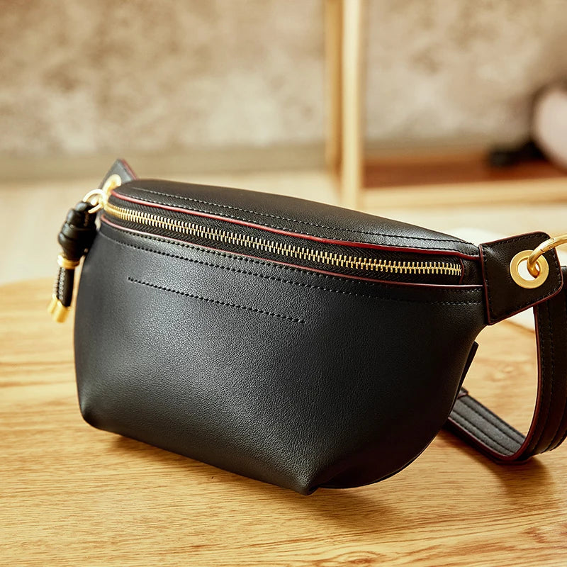100% Genuine Leather Women Waist Bags Luxury Famous Brand Shoulder Bag