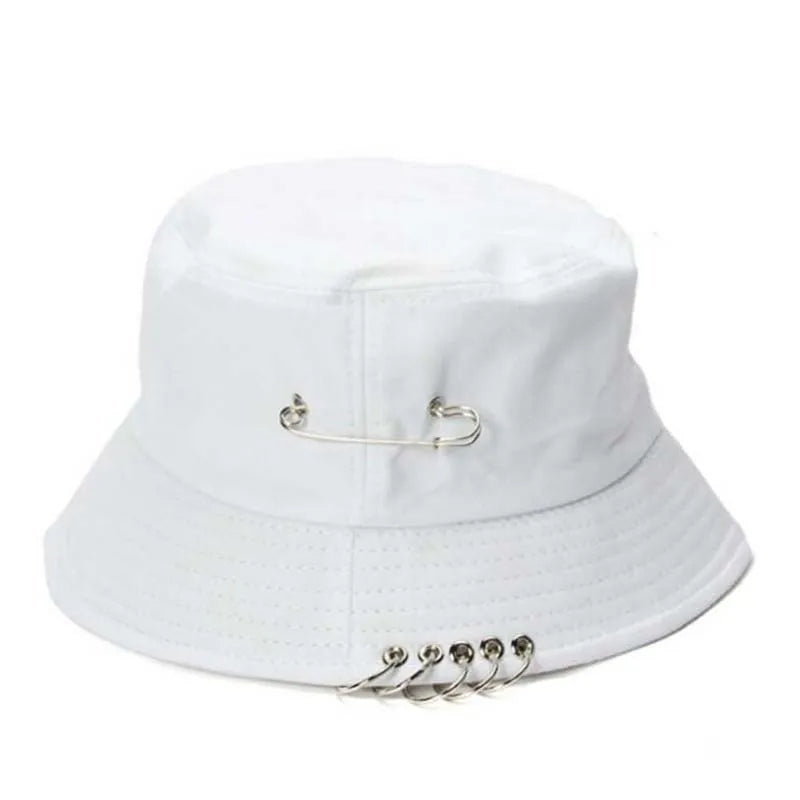 1PC Unisex Women Men Bucket Hat Pin Rings Sunhat Caps Summer Hats