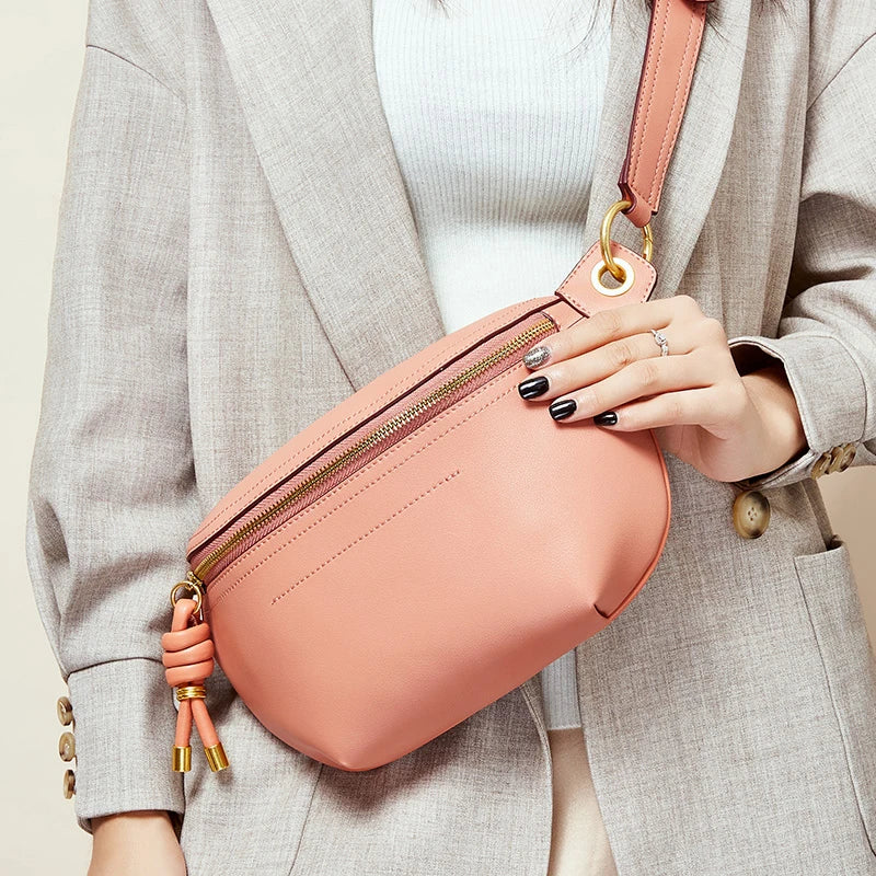 100% Genuine Leather Women Waist Bags Luxury Famous Brand Shoulder Bag
